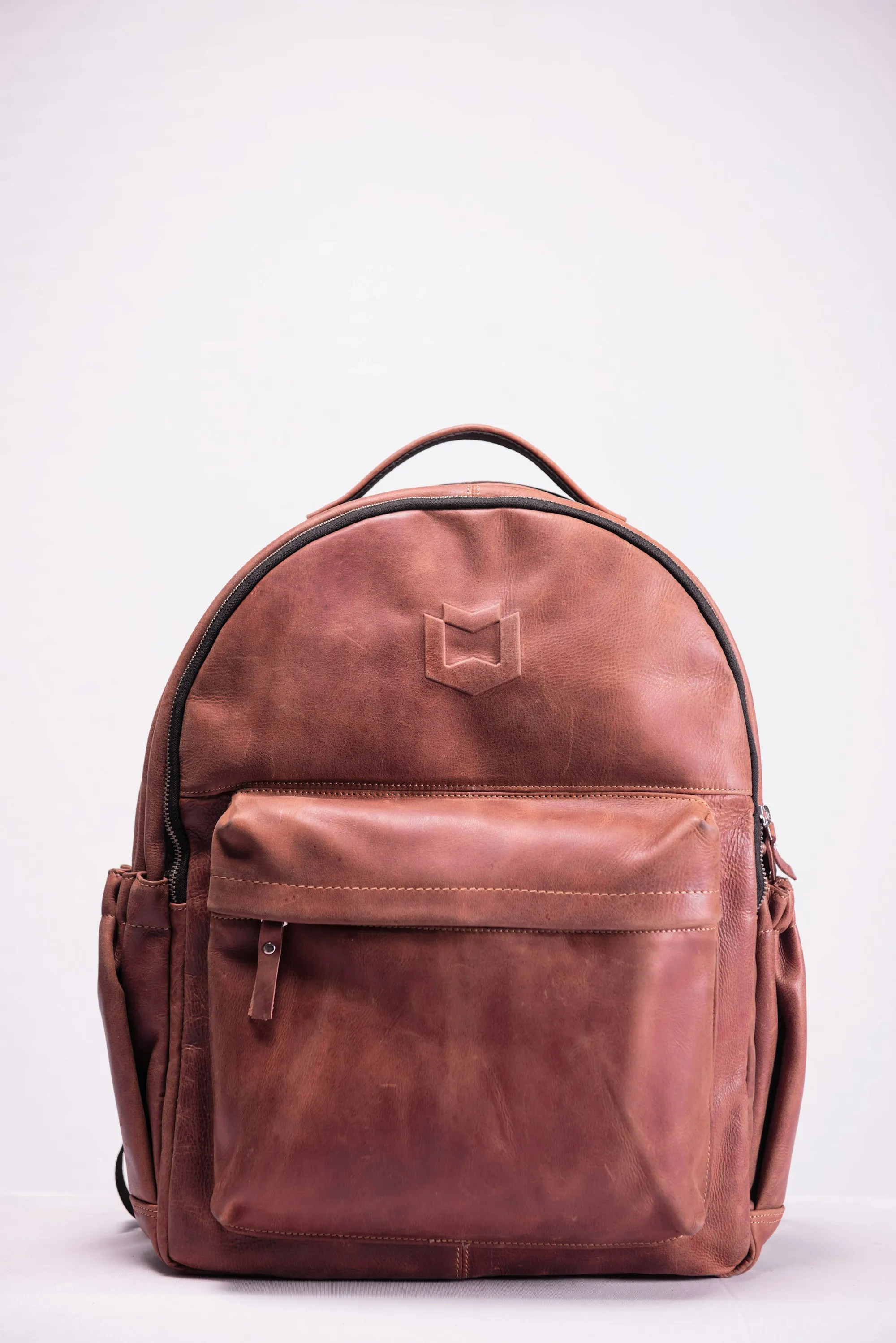 Sac à dos en cuir marron